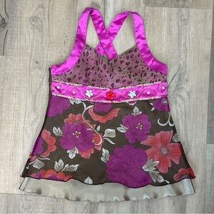 Vintage Hannah Montana Bedazzled Y2K Blouse Tank Top Girls Medium 7/8 EUC